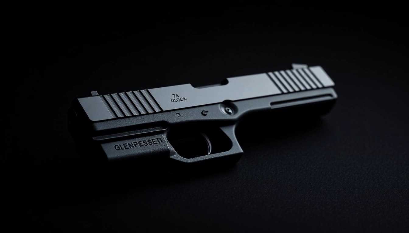 View of a glock 17 mos slide showcasing its precision engineering and polished finish.
