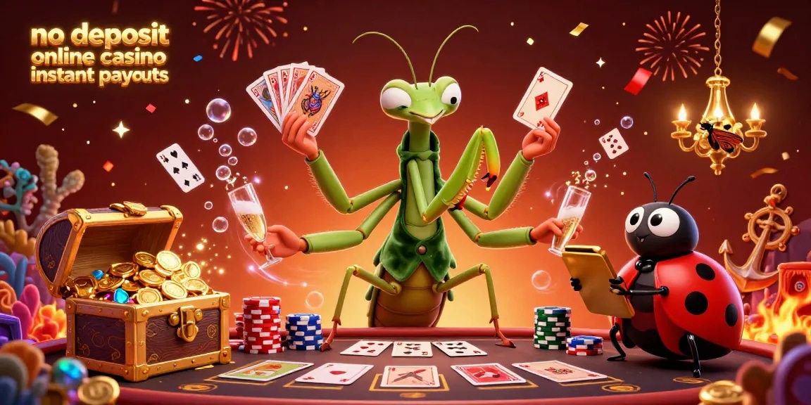 Catch thrilling no deposit online casino instant payouts amidst vibrant 3D casino characters and gold coin explosions.