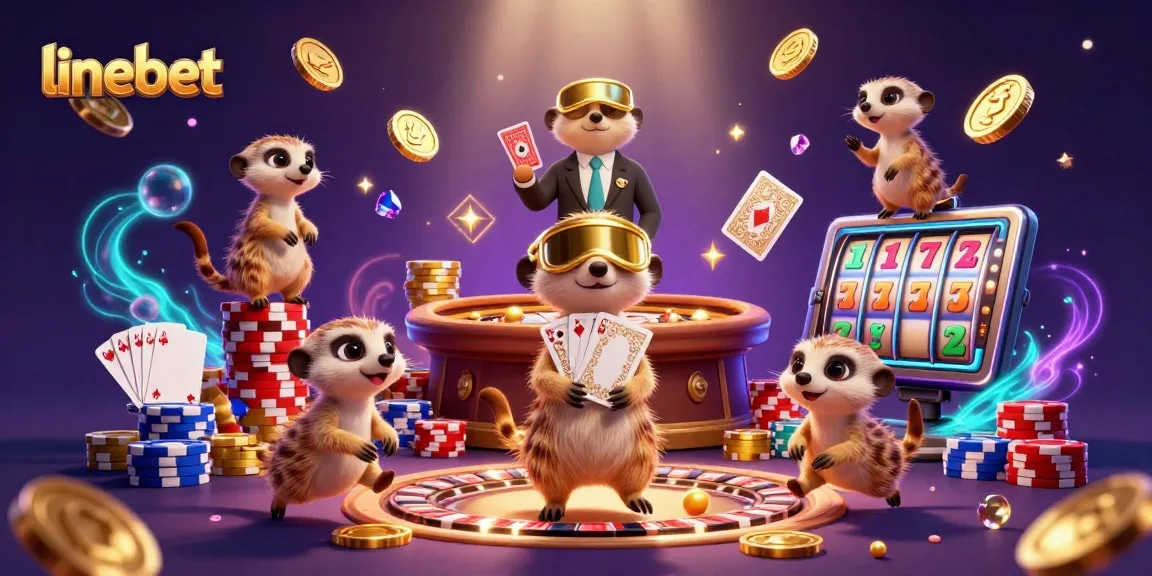 Experience thrilling gameplay at linebet with meerkats in a vibrant casino setting, featuring games and jackpots.
