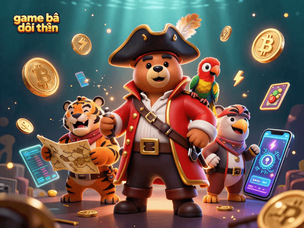 Play exhilarating game bài đổi thưởng with our 3D pirate adventure, showcasing thrilling slots and crypto coins.