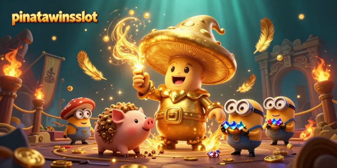 Experience the thrill of pinatawinsslot with magical winnings and dazzling gems in this vibrant scene.