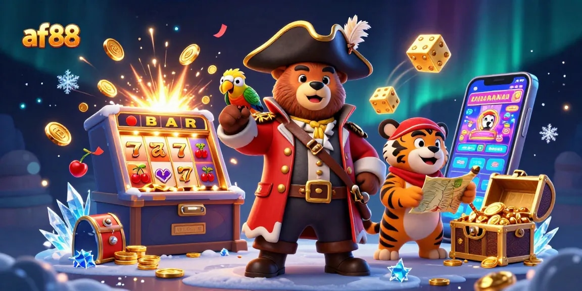 Engage with af88's thrilling casino adventures featuring vivid characters and dynamic game elements in a vibrant setting.