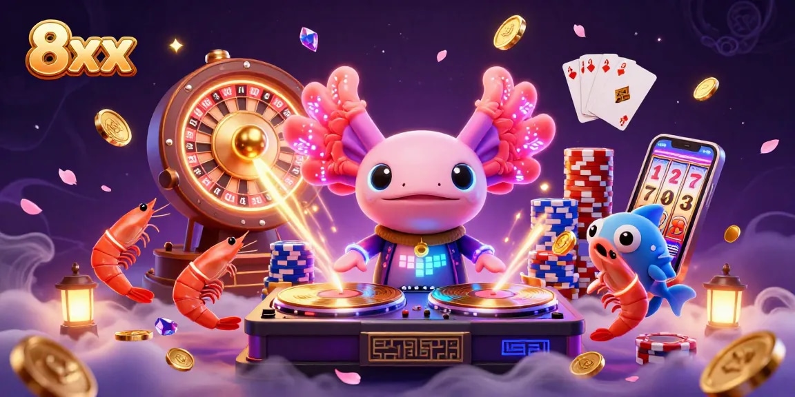 Experience thrilling moments with the vibrant 8xx casino scene featuring dynamic characters and opportunities for winning.