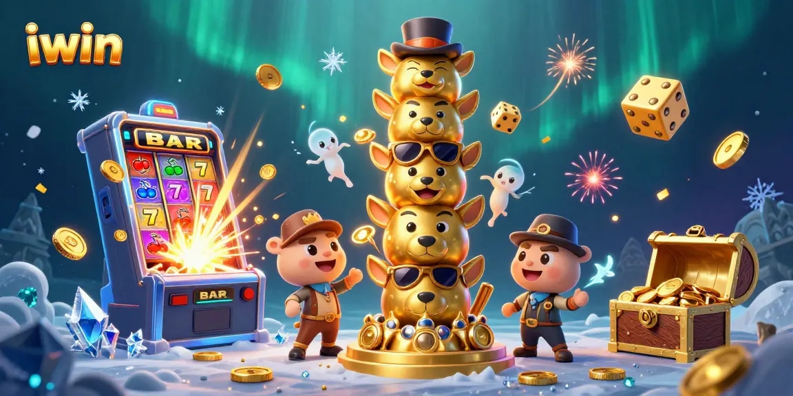 Engage with the iwin casino experience through vibrant 3D illustrations of dynamic gaming elements.