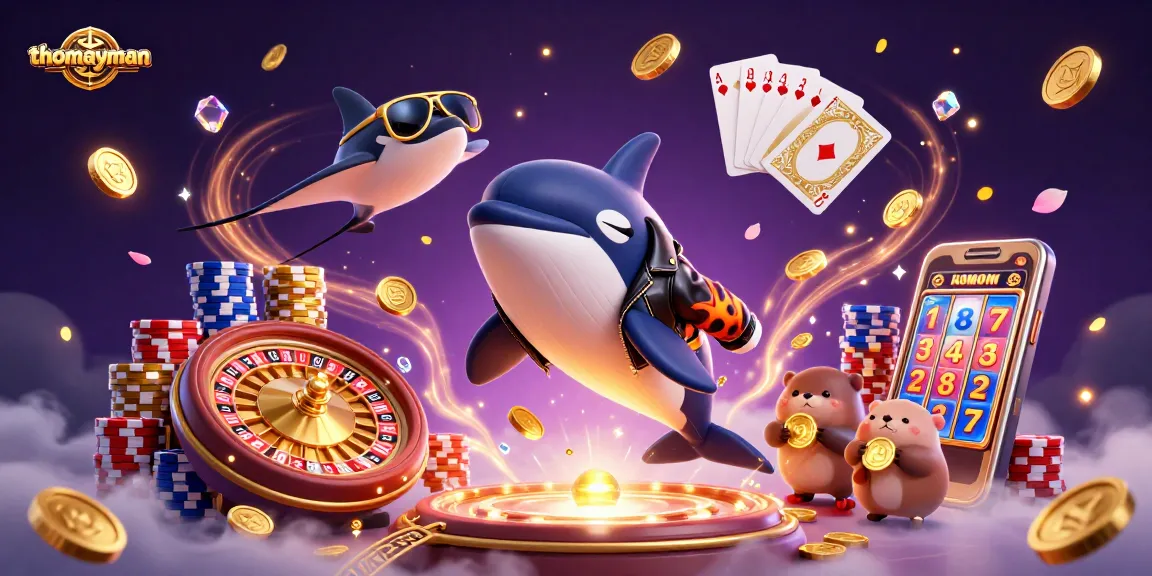 Experience thrilling gaming with thomayman featuring sea creatures, golden coins, and vibrant casino elements.