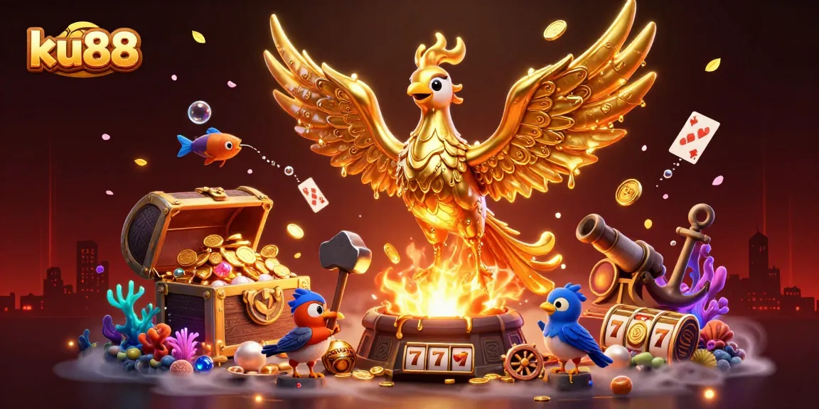 Experience the thrill of ku88 as molten metal turns into coins amidst a dynamic casino scene.