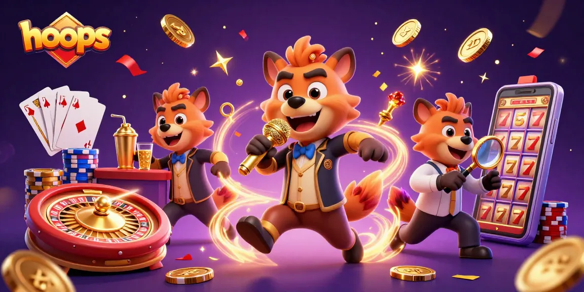 Jump into exciting hoops action in an animated casino scene featuring hyenas and winning elements.