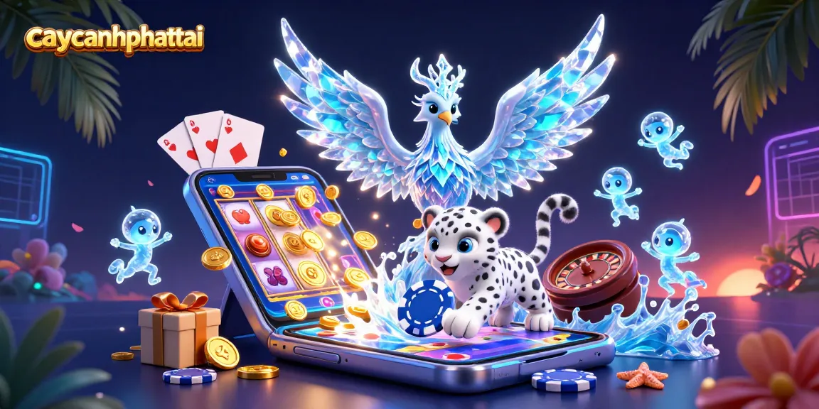 Spin the reels with caycanhphattai, featuring a vibrant 3D illustration of a phoenix and gaming elements.