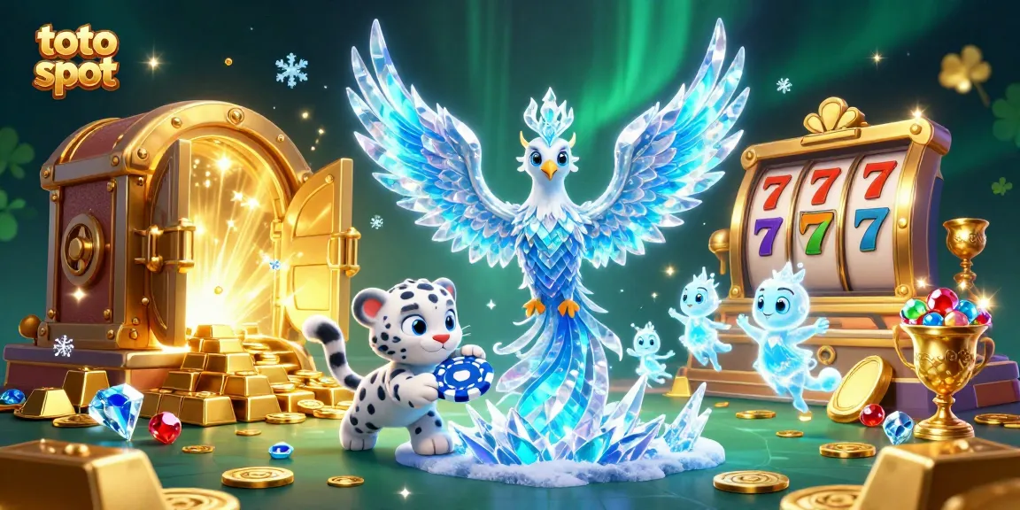 Play exciting toto slot games with the 3D cartoon ice phoenix and treasure at the casino.