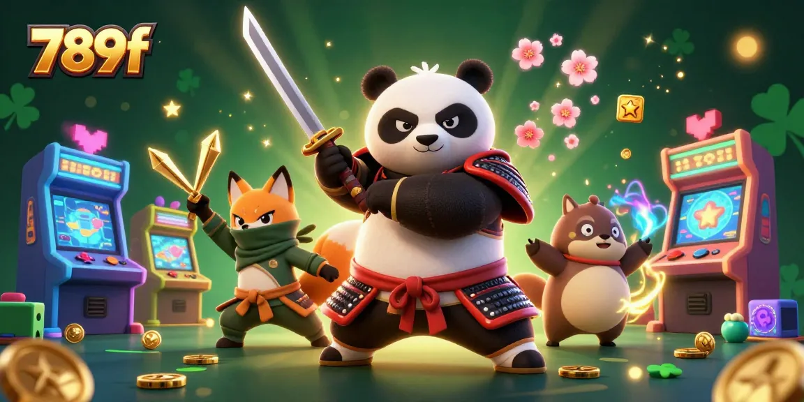Experience thrilling gaming at 789f with a dynamic samurai panda and ninja fox.