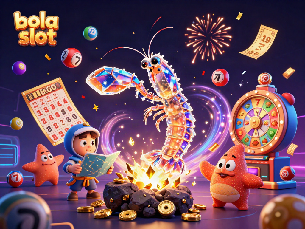 Engage in thrilling bola slot action with vibrant characters and dynamic casino elements, illustrating excitement.