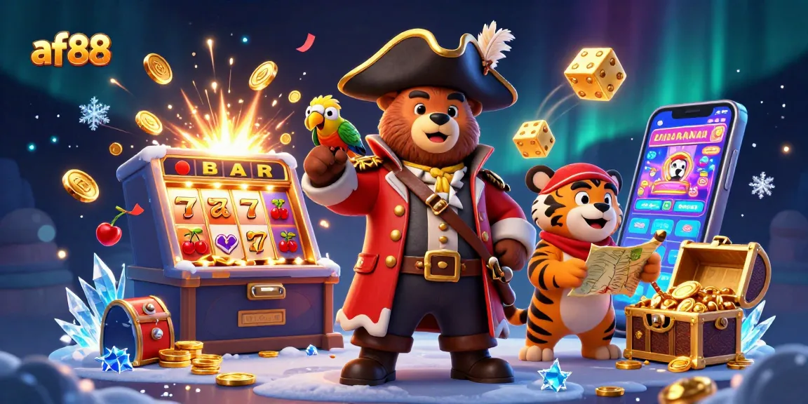Engage with af88's thrilling casino adventures featuring vivid characters and dynamic game elements in a vibrant setting.