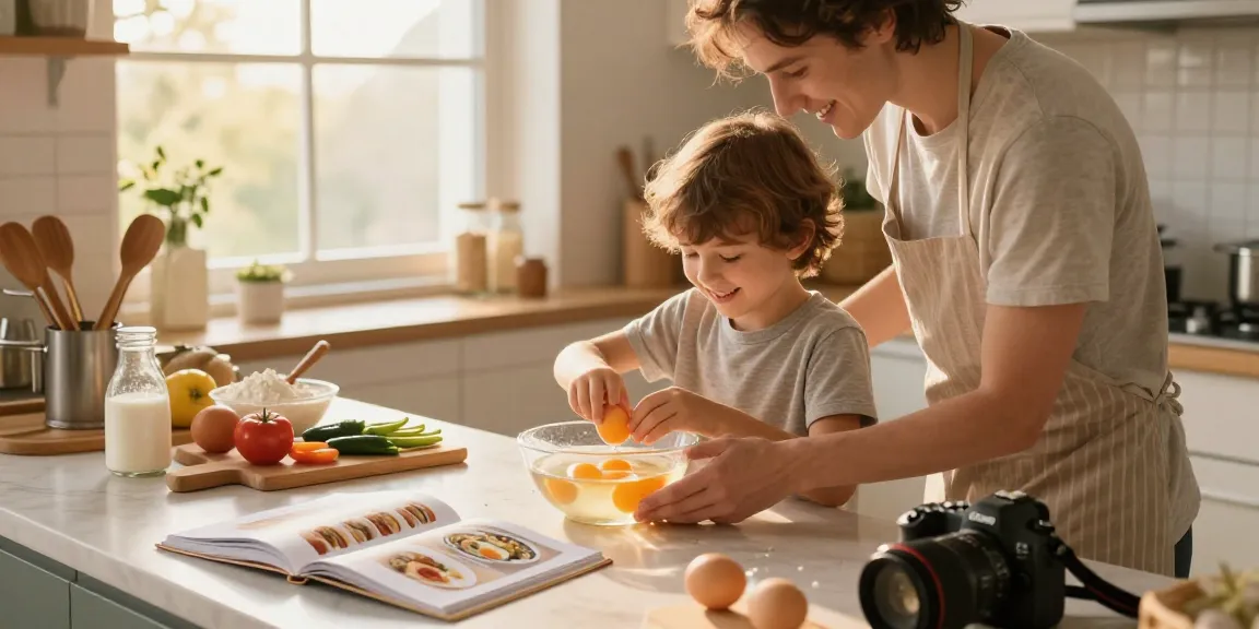 Uji kesegaran telur dengan metode Egg Float Test dari https://www.eggfloattest.com/contact dalam suasana dapur cerah dan hangat.