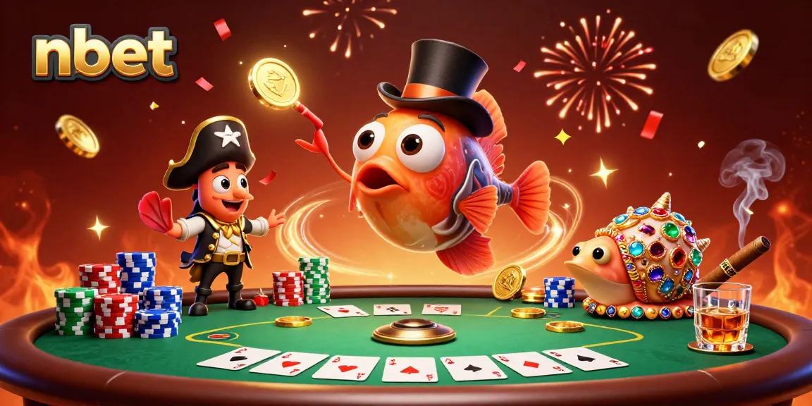 Engage in thrilling nbet action with glowing lure and shiny poker chips in festive casino scene.