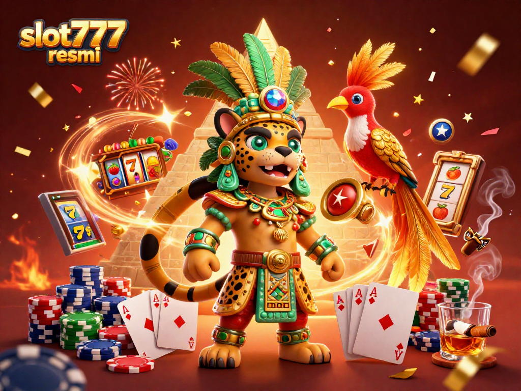 Experience slot777 resmi with vibrant 3D illustrations featuring colorful slot reels and dynamic casino elements.