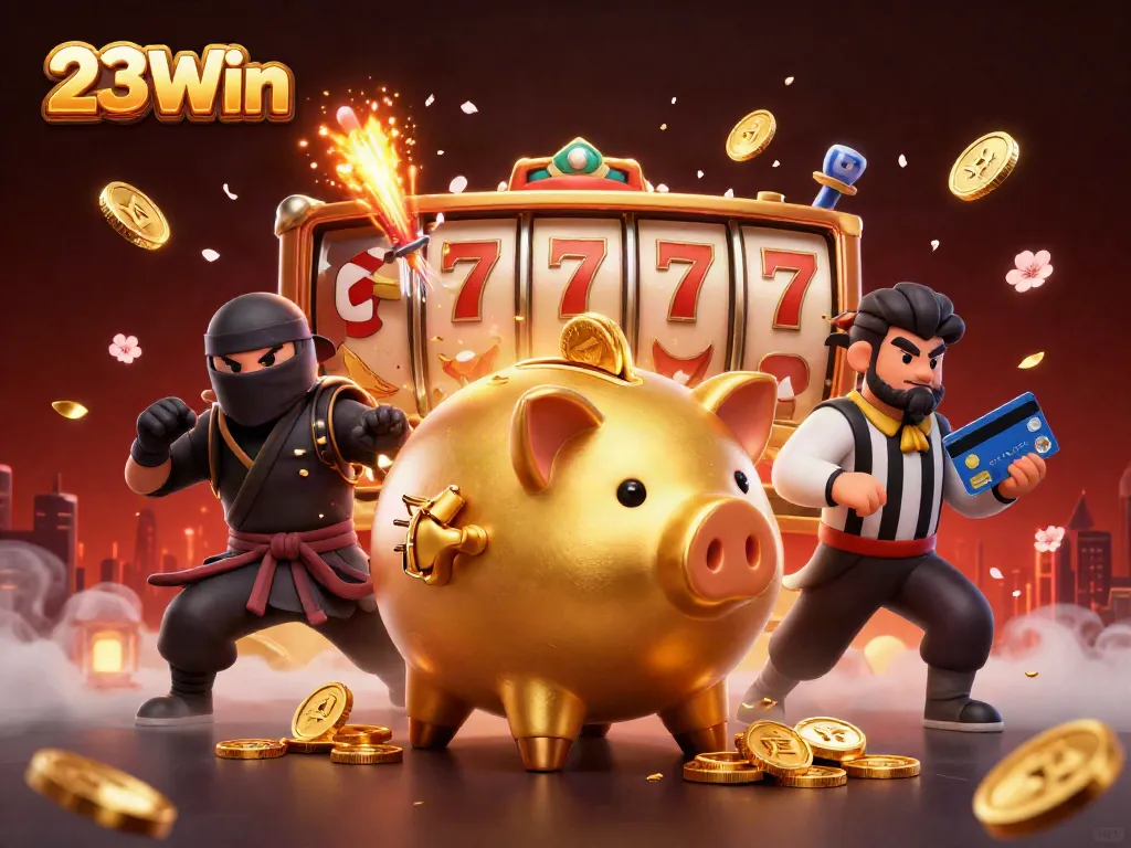 Experience the excitement of 23Win as you play interactive slots with captivating golden elements.