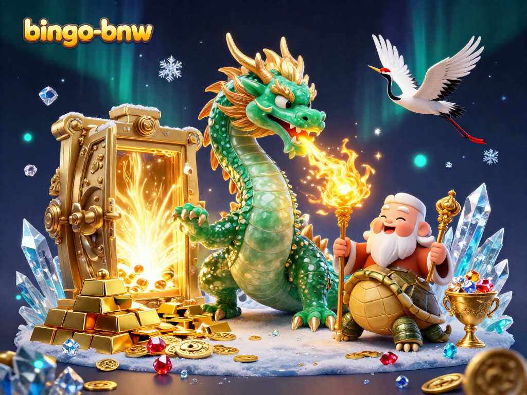 Experience the excitement of bingo-bnw with a vibrant, action-packed illustration of lucky symbols.