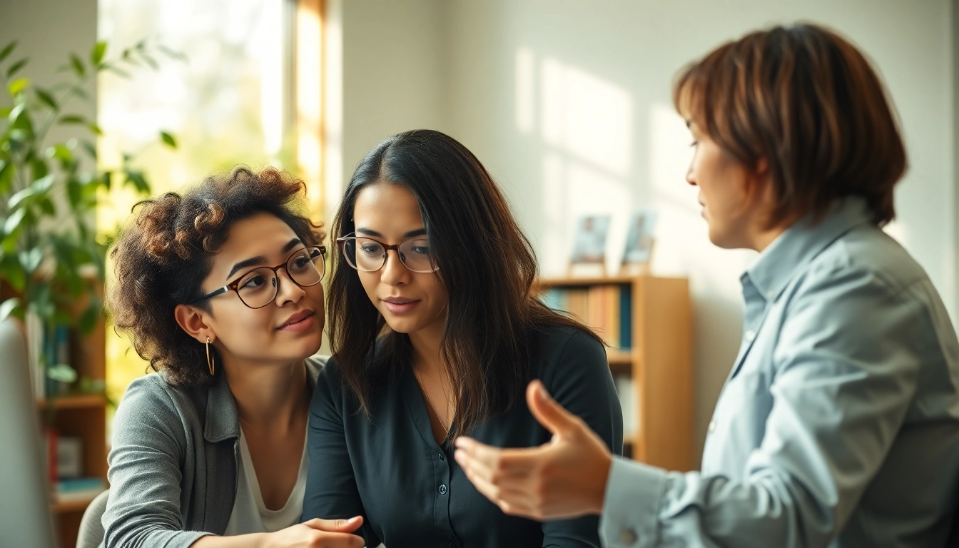 Find my true calling with a career coach assisting individuals in a bright office.