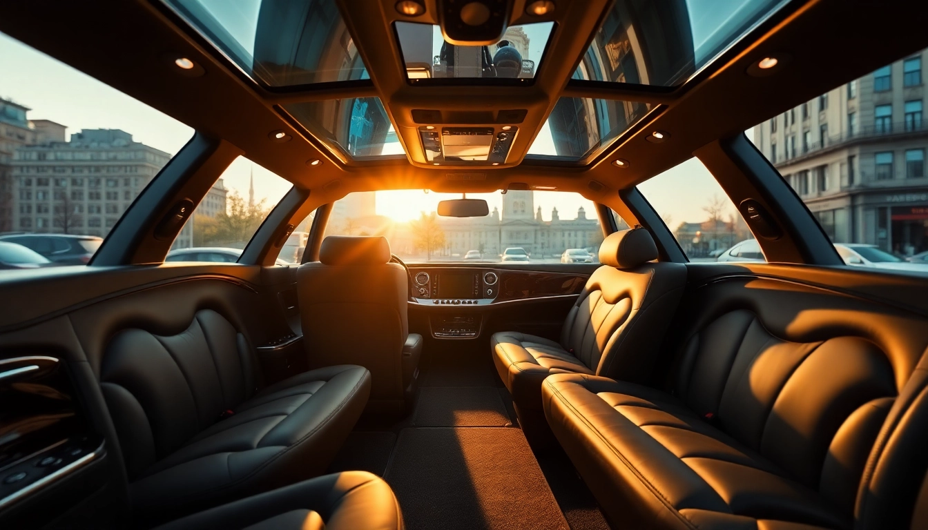 Experience luxury transportation Providence with a stunning limousine in an elegant urban setting.