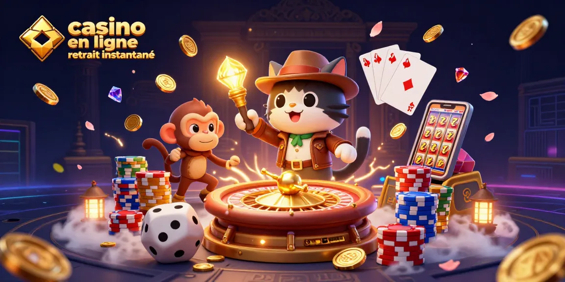 Visualisez le meilleur casino en ligne retrait instantané dans un temple, avec un explorateur félin et des éléments de jeu.