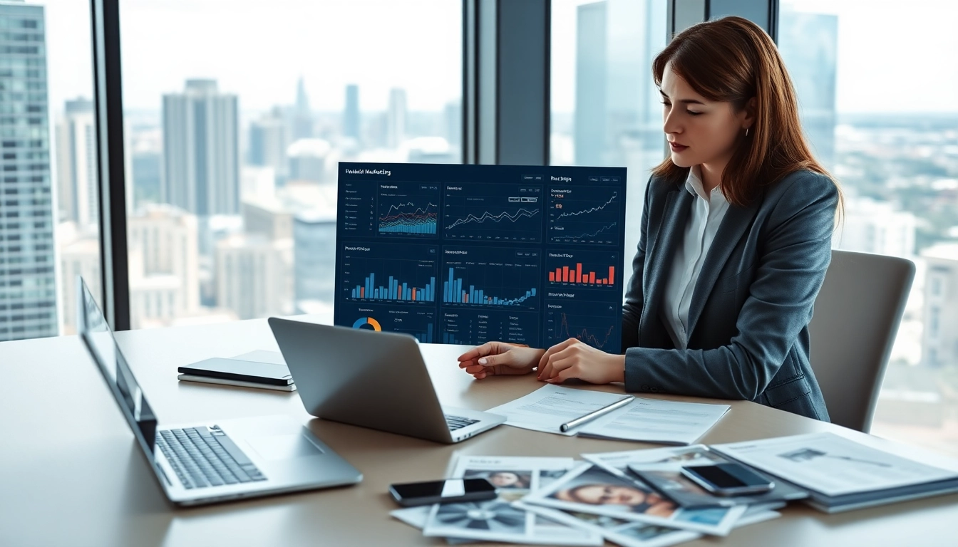 Visualize a unified marketing dashboard for real estate under natural lighting for real estate analysis.