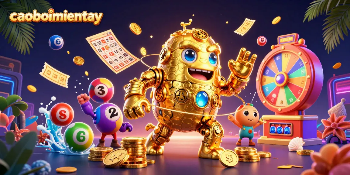 Capture thrilling moments in caoboimientay with the dynamic golden golem and colorful lottery elements.