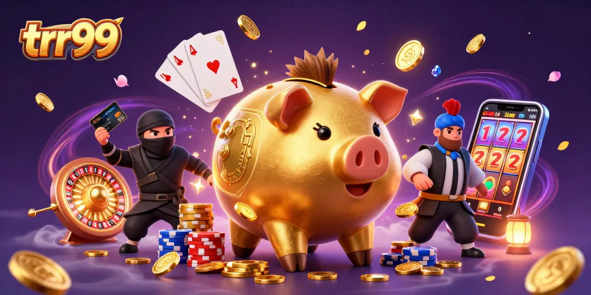 Engage with trr99 in this dynamic casino illustration, featuring lively characters and action in a vibrant setting.