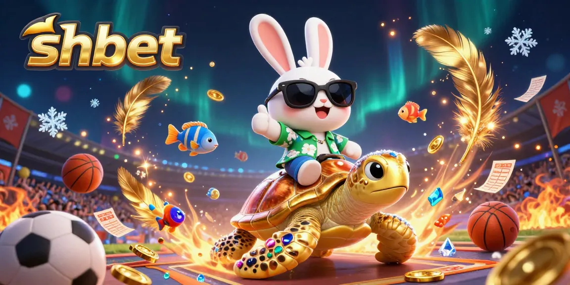 Experience shbet sports betting excitement with a lucky rabbit and golden turtle in vibrant casino art.