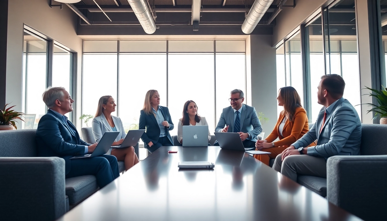Engage with Escrow Services in a professional office discussion featuring individuals collaborating.