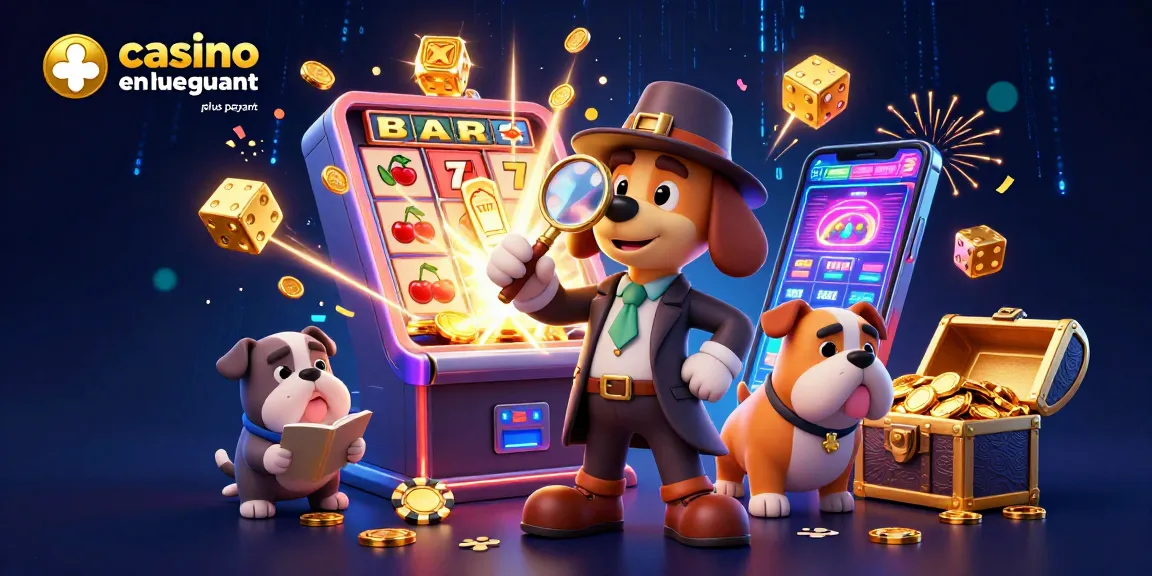 Casino en ligne le plus payant : un détective cartoon examine des indices de poker avec une machine à sous explosive.