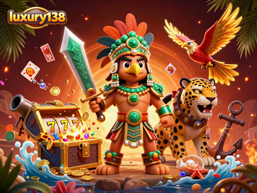 Experience luxury138 with our Aztec warrior and treasures in a rich casino adventure.